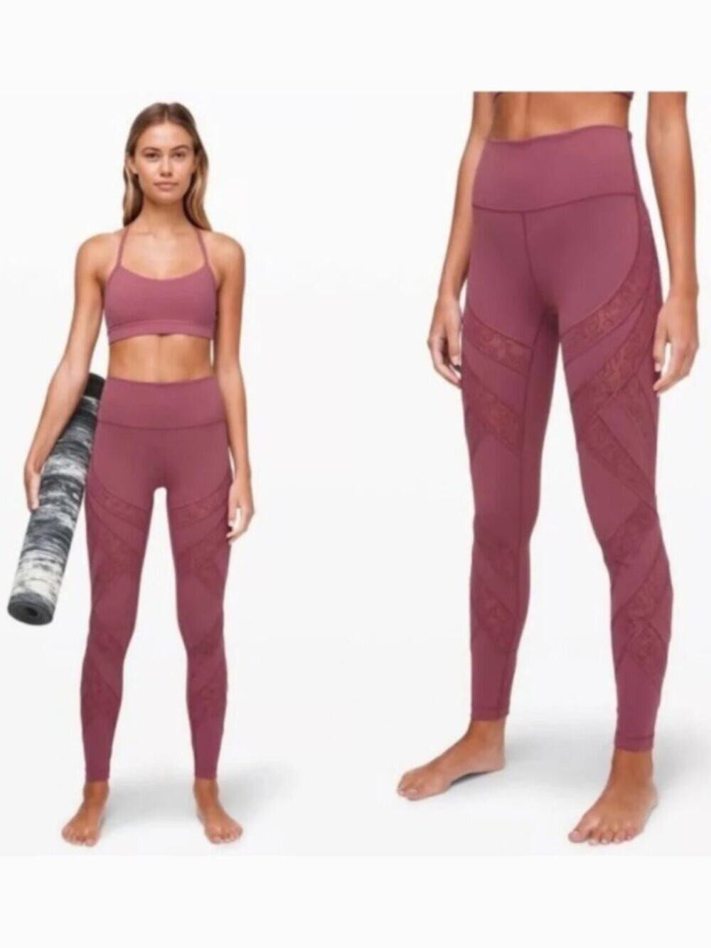 Lululemon Wunder Under High Rise Tight Flocked 28” Lace Mesh Luxtreme 8 NWOT